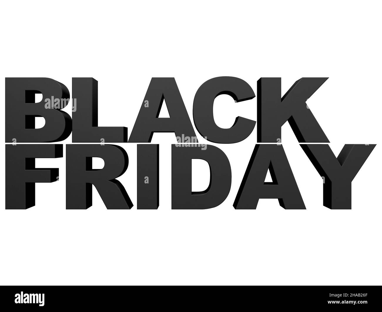 A 3D rendering of the text "Black Friday" on white background Stock Photo