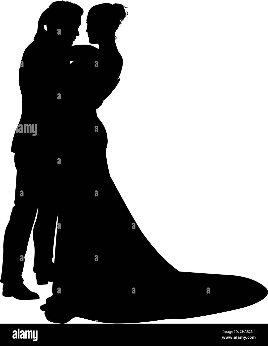 Bride And Groom Couple Wedding Dress Silhouettes Stock Vector Image ...