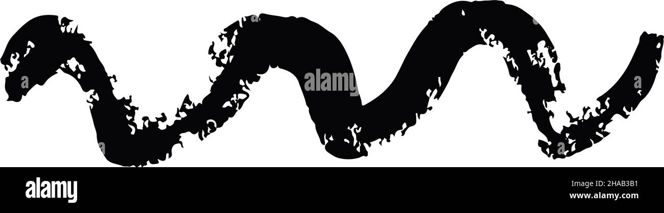black wavy textured line  Stock Vector