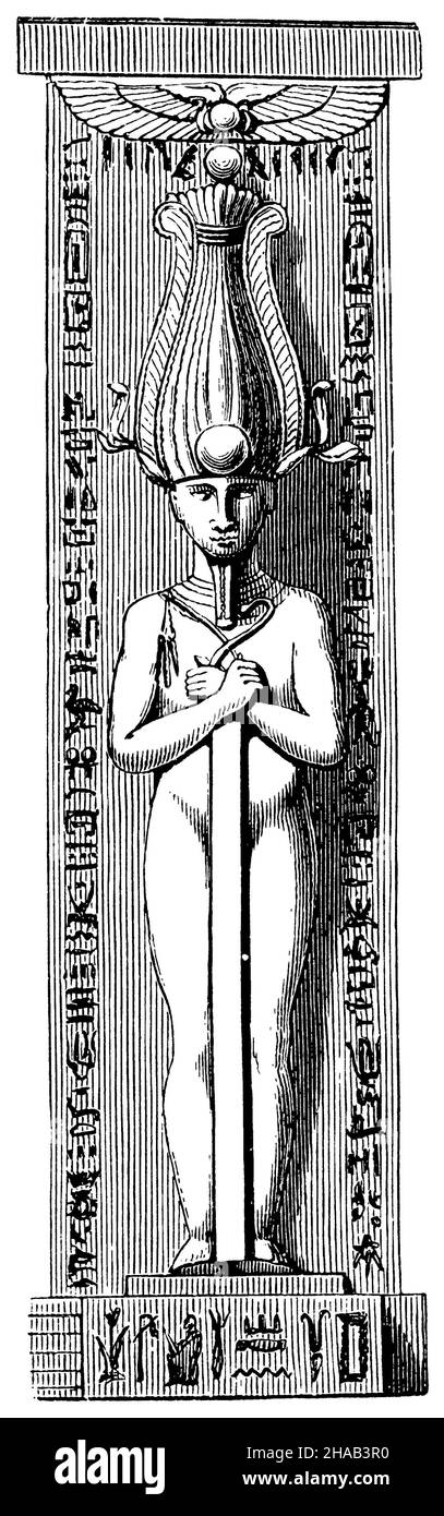 Osiris pillar of Medinet-Habu, ,  (cultural history book, 1892), Osiris-Pfeiler von Medinet-Habu, Pilier d'Osiris de Médinet-Habou Stock Photo