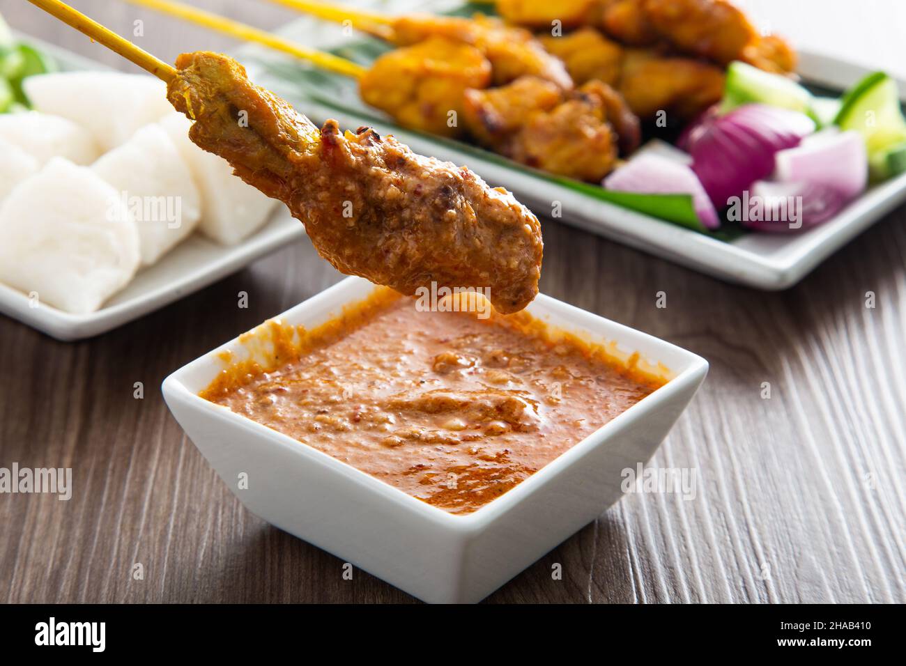 Malaysian satay with delicious peanut sauce. famous food in Southeast