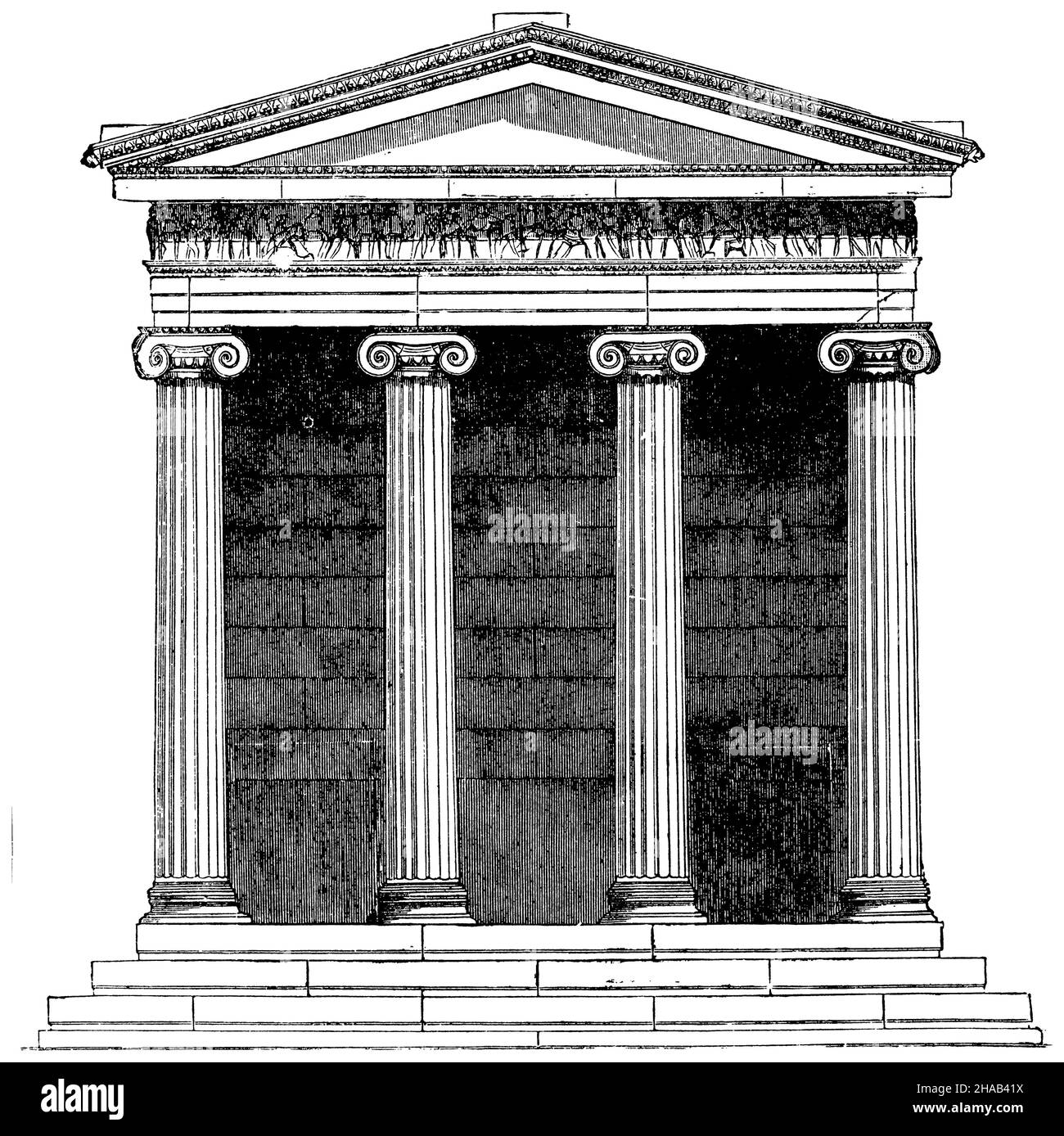 Temple of Nike apteros at Athens. Front view, , (cultural history book,  1892), Tempel der Nike apteros zu Athen. Vorderansicht, Temple de Nike  apteros à Athènes. Vue de face Stock Photo - Alamy