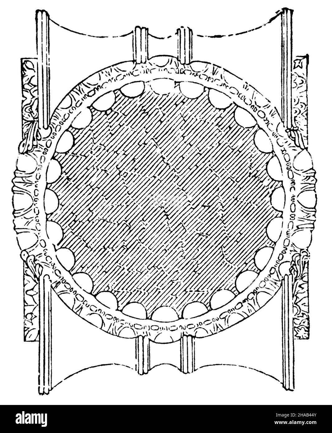 Ionic capital. Floor plan, ,  (cultural history book, 1892), Ionisches Kapitell. Grundriss, Chapiteau ionique. Plan Stock Photo