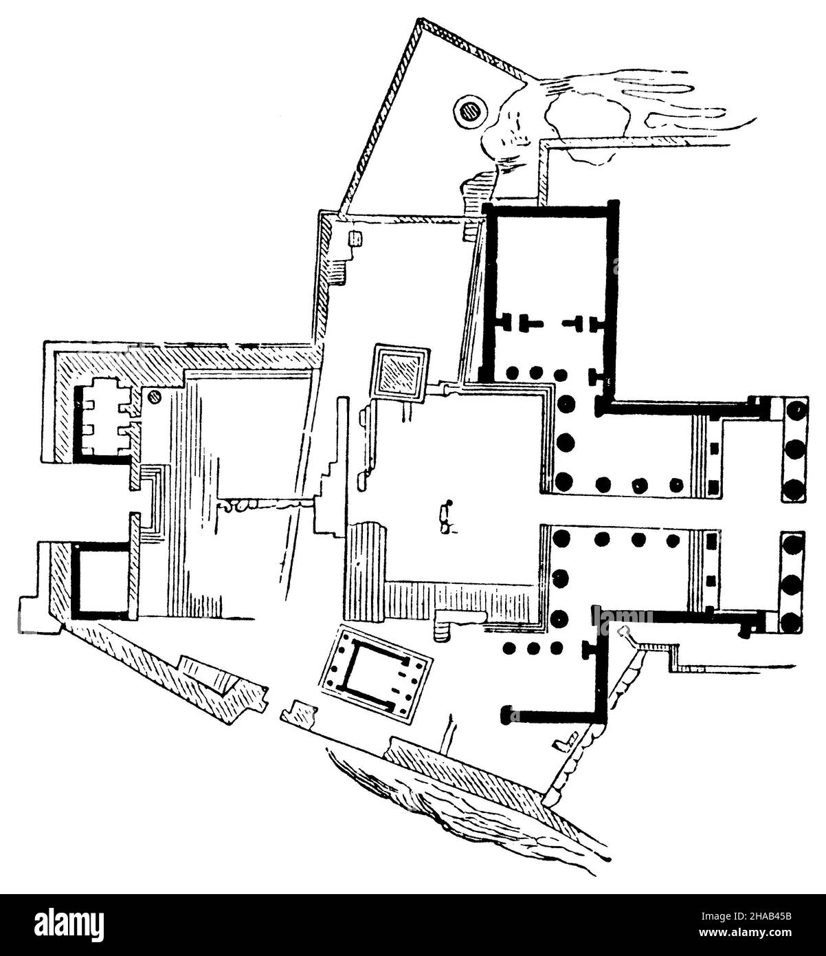 Propylaea: Floor plan, ,  (cultural history book, 1892), Propylaeen: Grundriss, Les propylées : Plan du site Stock Photo