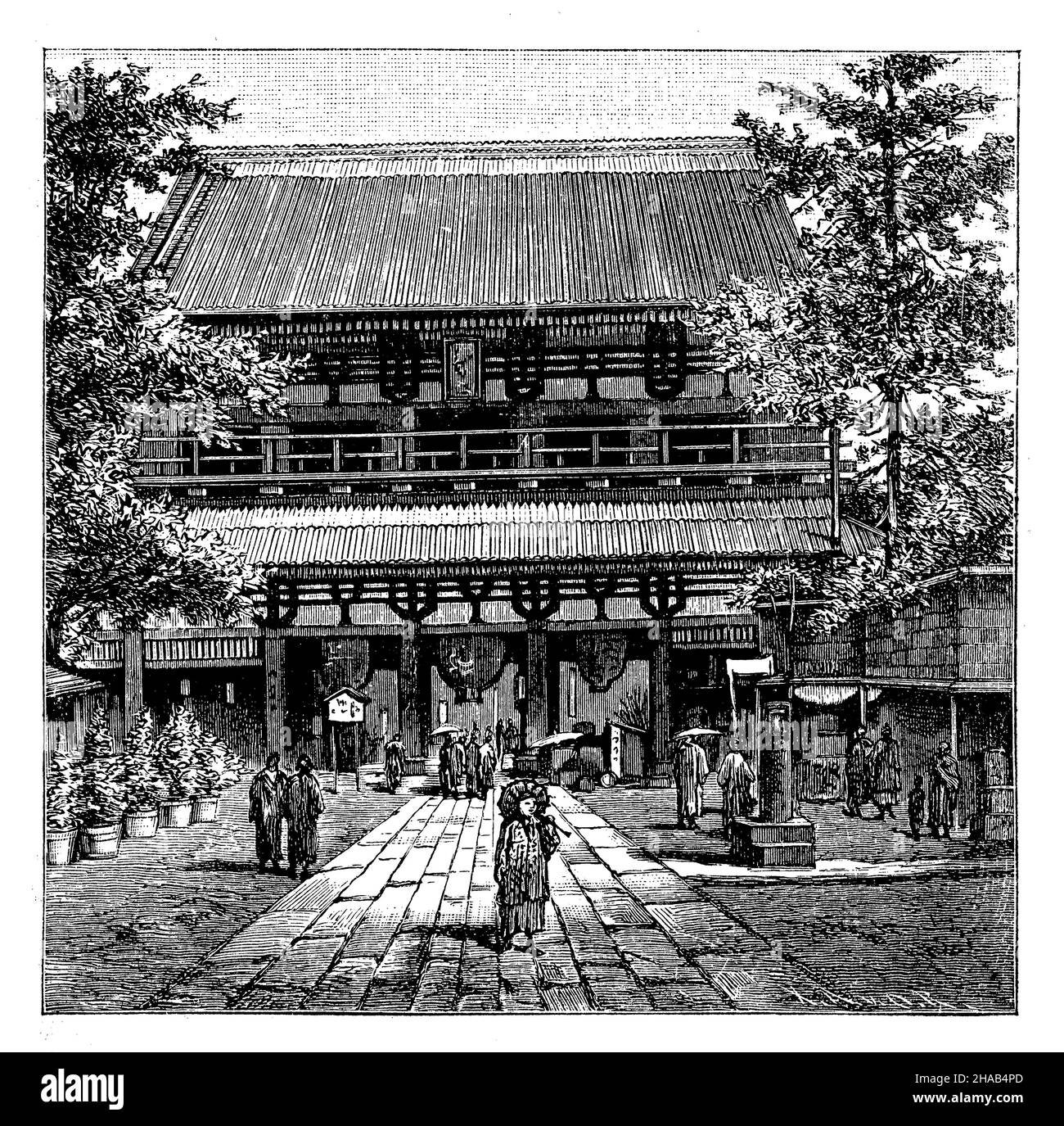 Temple gate in Asakusa, , (geography book, 1904), Tempeltor in Asakusa