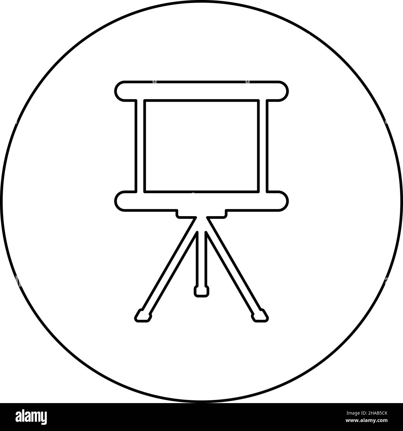 Board for presentations business screen billboard projector roller icon in circle round black color vector illustration image outline contour line Stock Vector