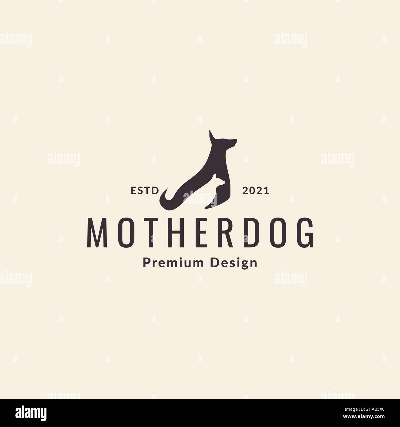 negative space puppy with dog mother logo symbol icon vector graphic design illustration idea creative Stock Vector