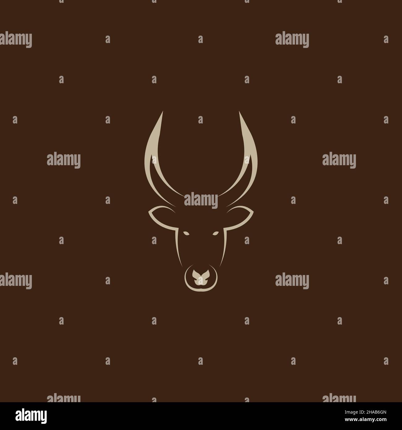 vintage head face long horn cow logo symbol icon vector graphic design ...