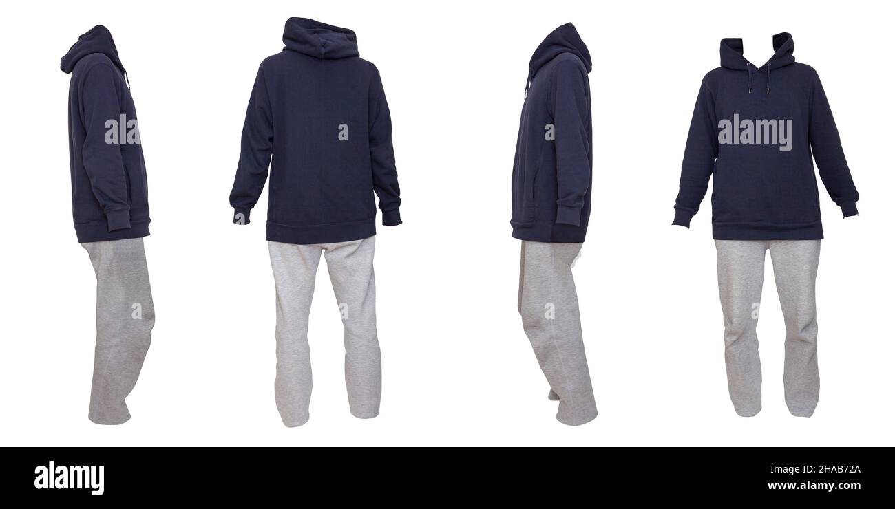 Grey and navy blue hoodie sale