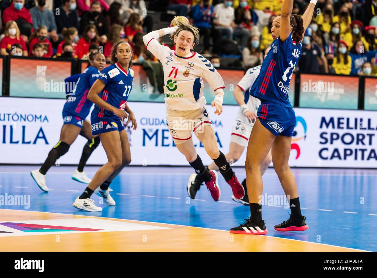 Kristina Liscevic of Serbia in action during the IHF Women's World  Championship 2021, Main Round III match between Serbia and France on  December 11, 2021 at Palau d'Esports de Granollers in Granollers,