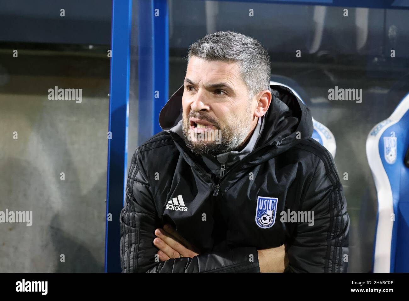 Romain REVELLI coach Dunkerque during the French championship Ligue 2 football match between USL Dunkerque and AJ Auxerre on December 11, 2021 at Marcel Tribut stadium in Dunkerque, France - Photo Laurent Sanson / LS Medianord / DPPI Stock Photo