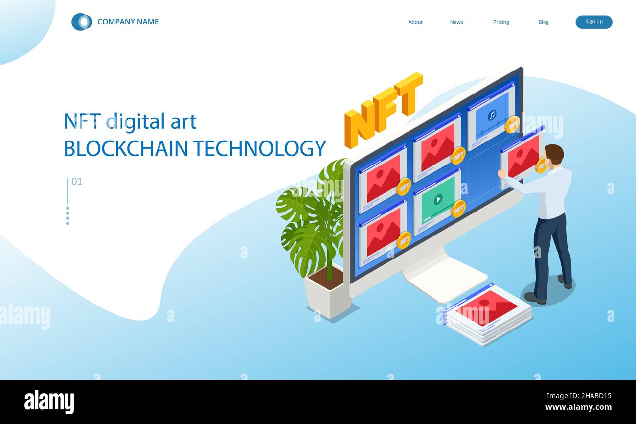 Isometric Digital art NFTs, generative art. NFT Non-fungible token is a  unique and non-interchangeable unit of data stored on a digital ledger  Stock Vector Image & Art - Alamy