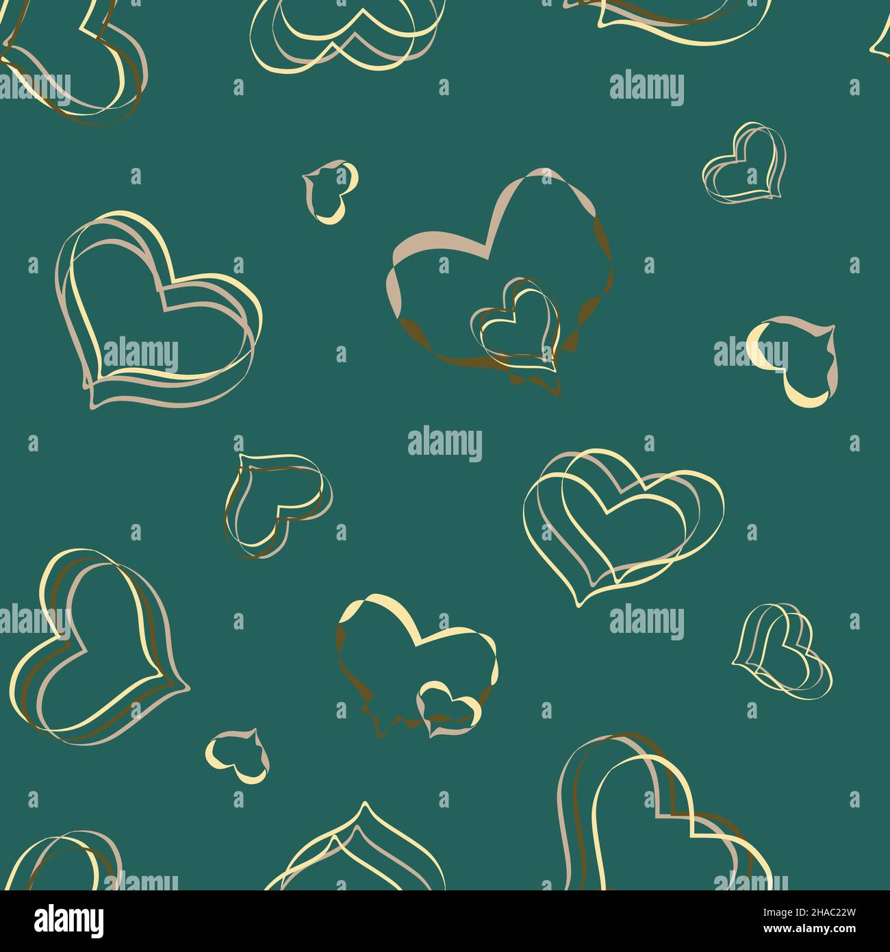 hearts pattern on green background Stock Vector