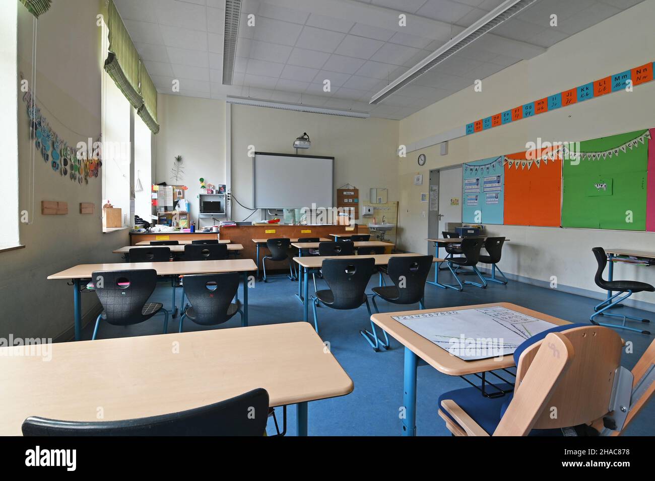 Empty classroom in a primary school Stock Photo