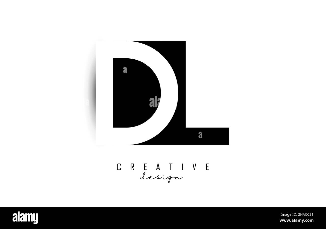 Letters DL Logo with black and white negative space design. Letters D ...