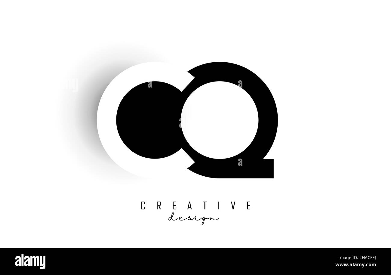 Letters CQ Logo with black and white negative space design. Letters C ...