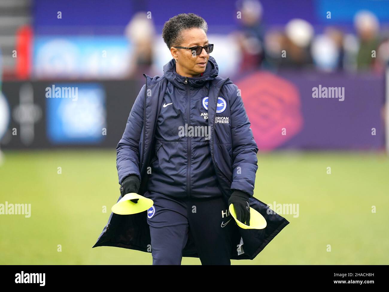 Brighton and Hove Albion manager Hope Powell prior to the Barclays FA Women's Super League match at The People's Pension Stadium, Brighton. Picture date: Sunday December 12, 2021. Stock Photo