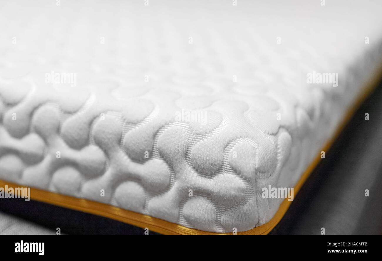 Memory foam orthopedic mattress at home. Stock Photo