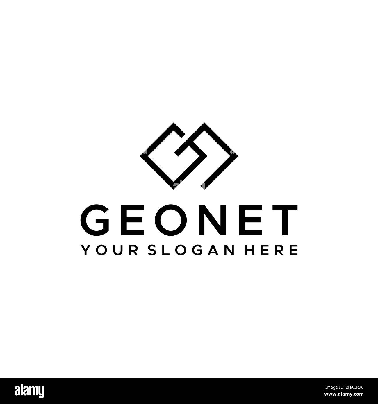 Flat letter mark GEONET internet logo design  Stock Vector