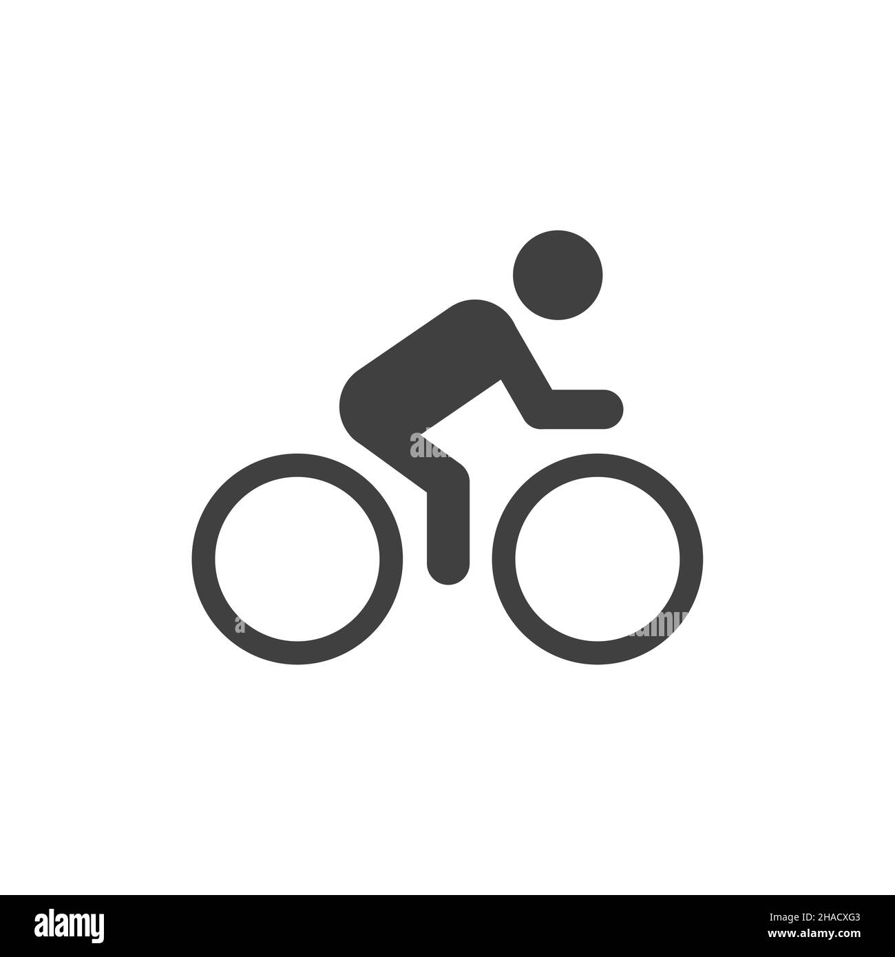 Cyclist with bicycle black vector icon. Sport activity symbol. Stock Vector