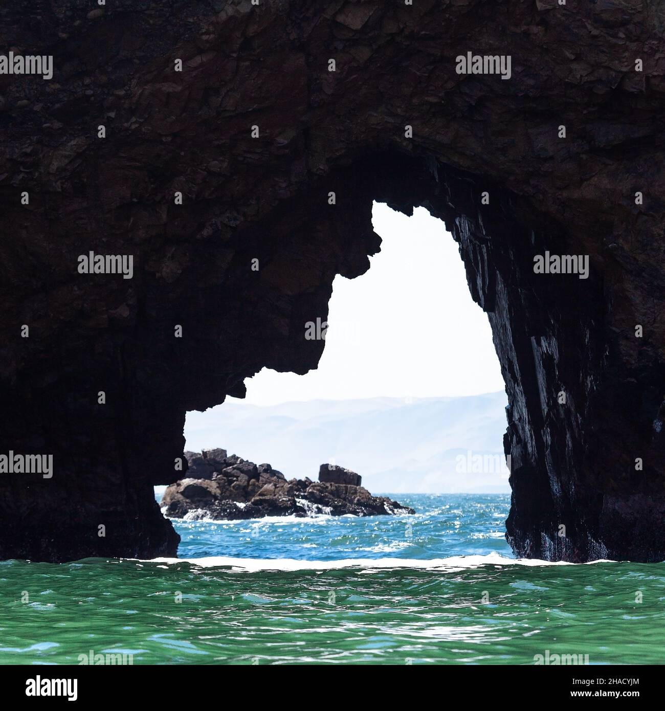 Arch at Paracas National Reserve, Peru. Square Stock Photo - Alamy