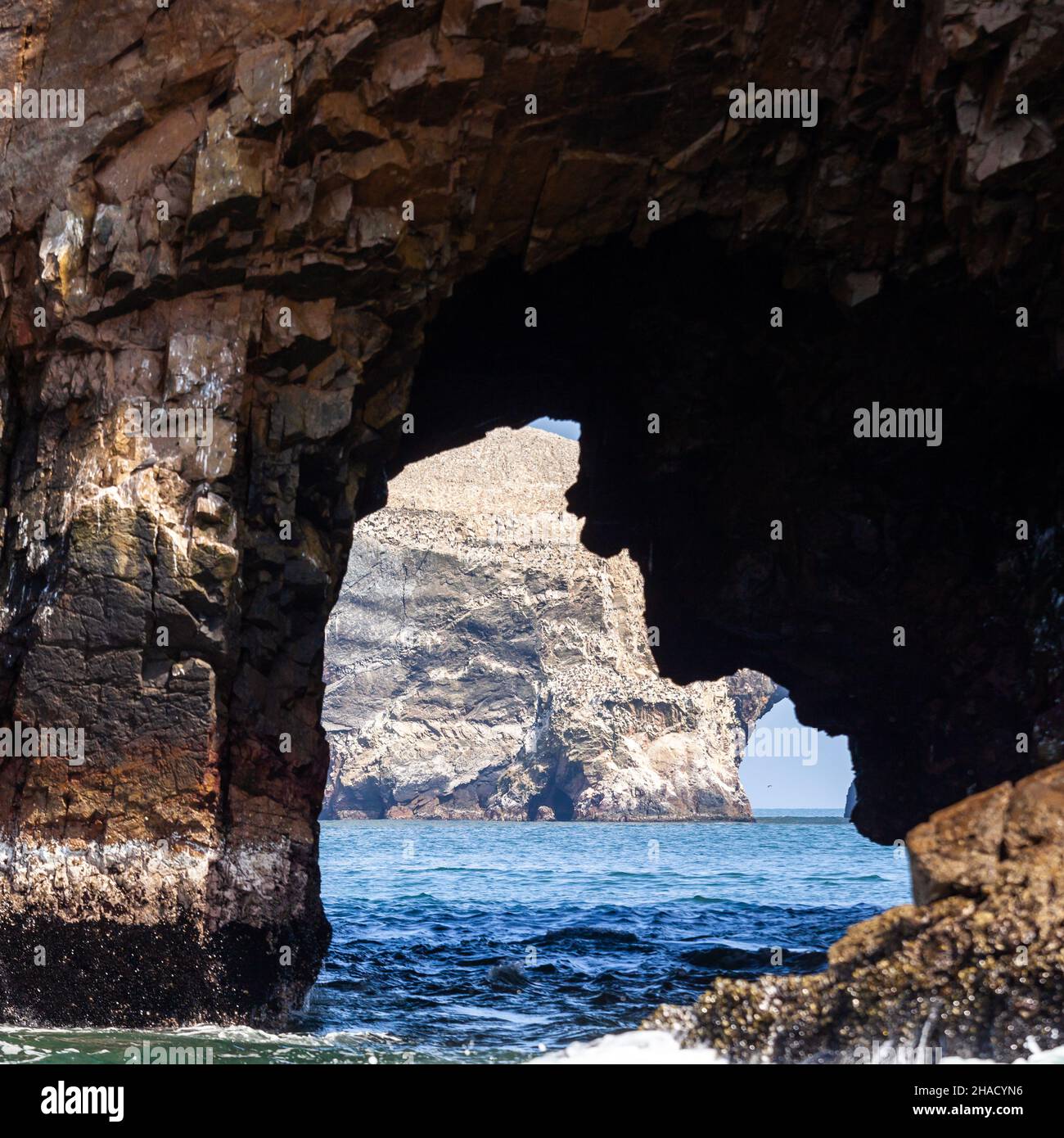 Natural arch at Paracas National Reserve, Peru. Square Stock Photo - Alamy