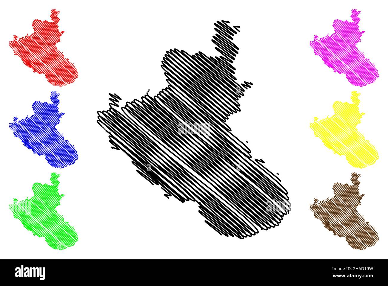 Kodagu district (Karnataka State, Republic of India, Mysore division) map vector illustration, scribble sketch Coorg map Stock Vector