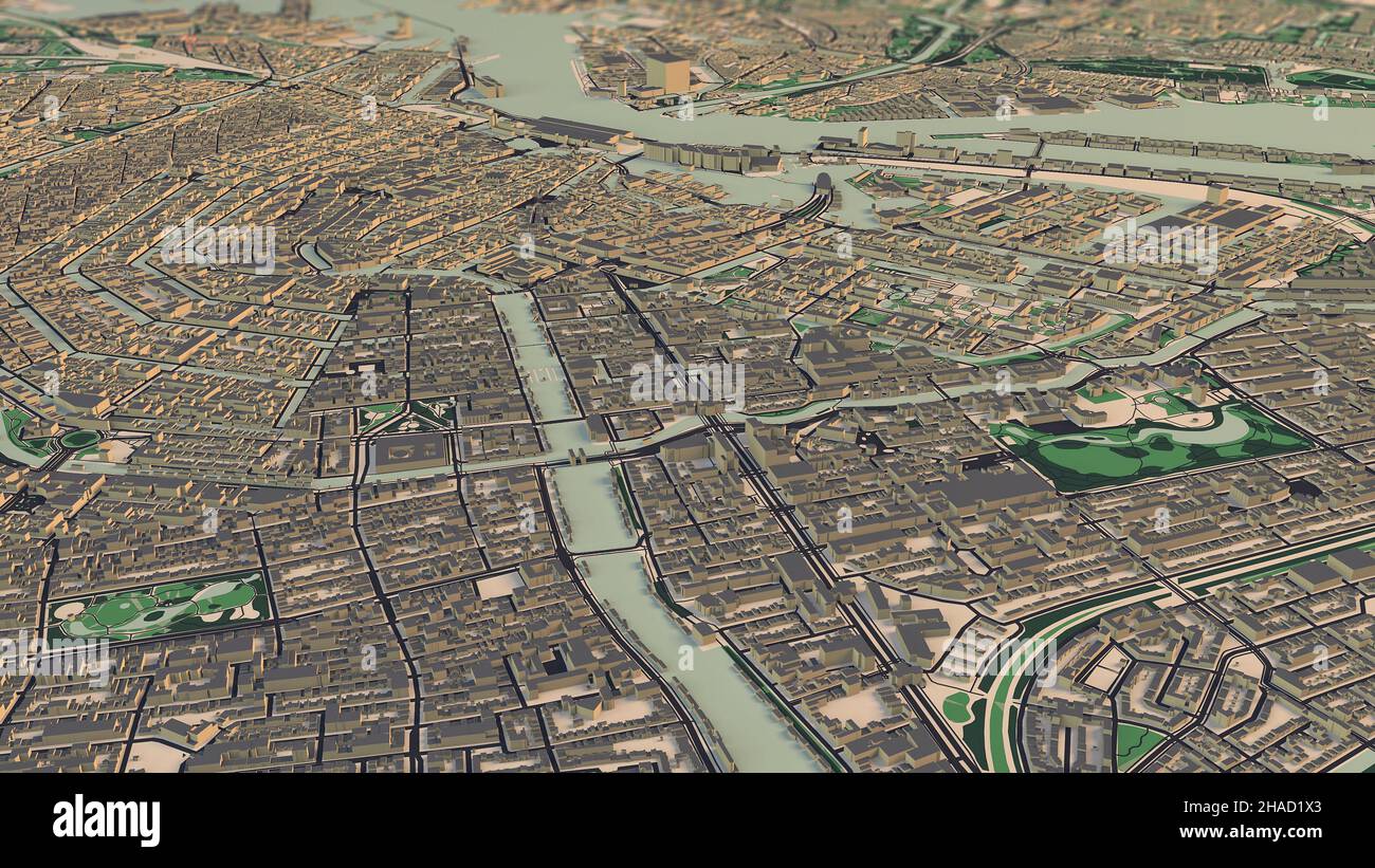 Satellite view of Amsterdam the capital of the Netherlands. Map ...