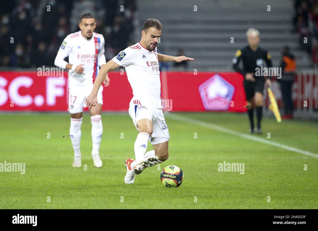 Damien Da Silva of Lyon during the French championship Ligue 1 football  match between Lille OSC (LOSC) and Olympique Lyonnais (Lyon, OL) on  December 12, 2021 at Stade Pierre Mauroy in Villeneuve-d'Ascq