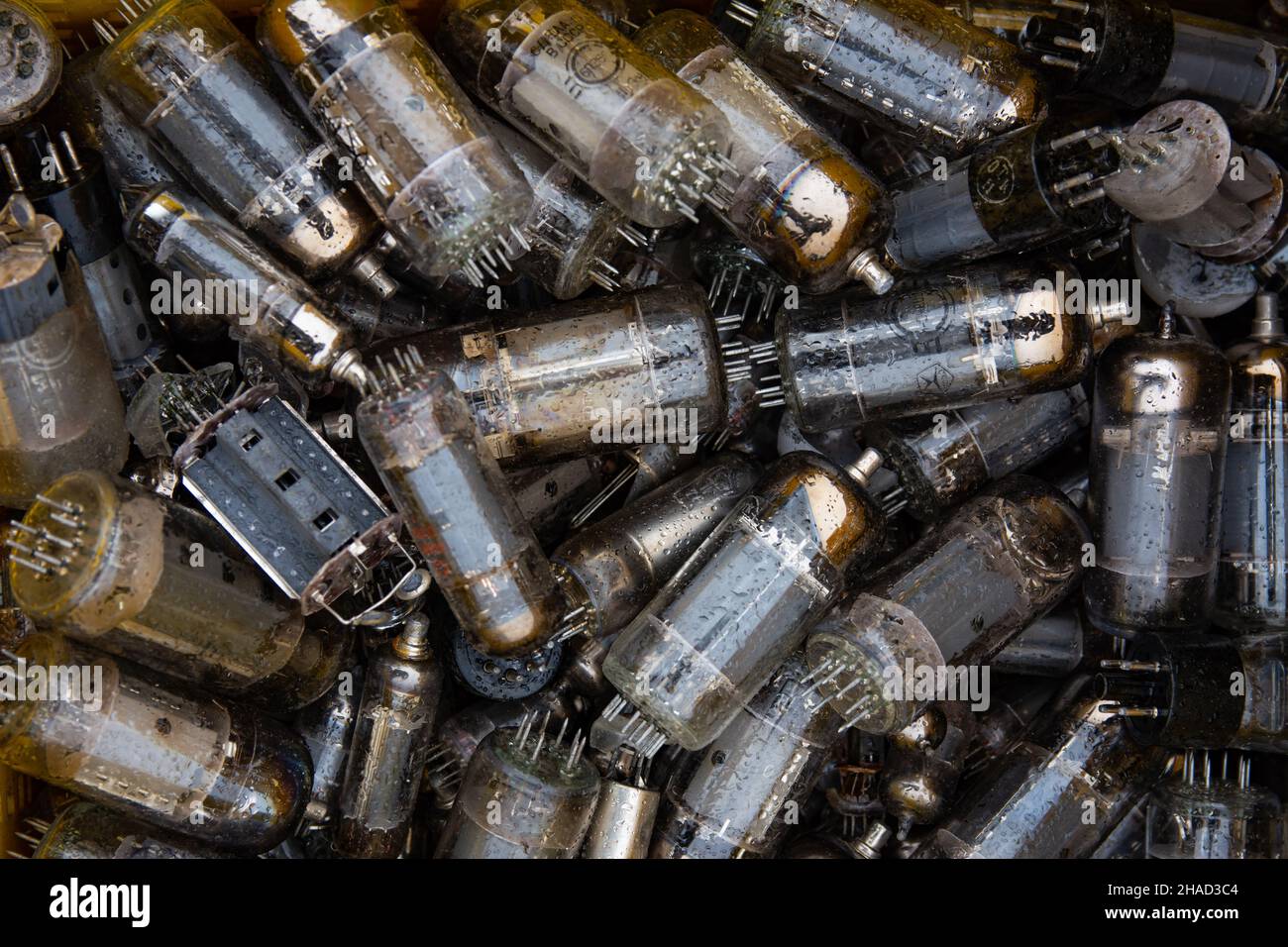 vintage vacuum lamps for utilization. many same diode lamp. texture for background. Stock Photo