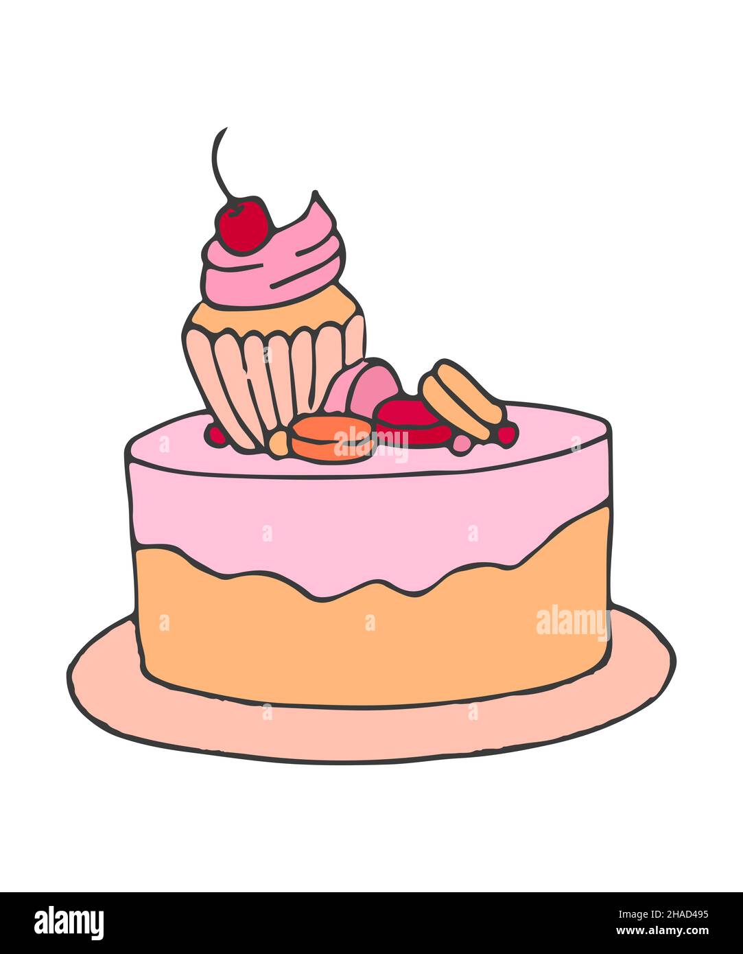 Birthday cake dessert, Vector illustration Stock Vector Image & Art - Alamy