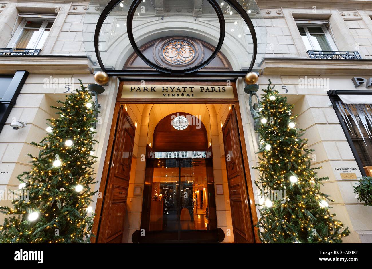 Park Hyatt Paris-Vendome is luxury hotel located in the heart of Paris , a stone's throw from the legendary Place Vendome. Stock Photo