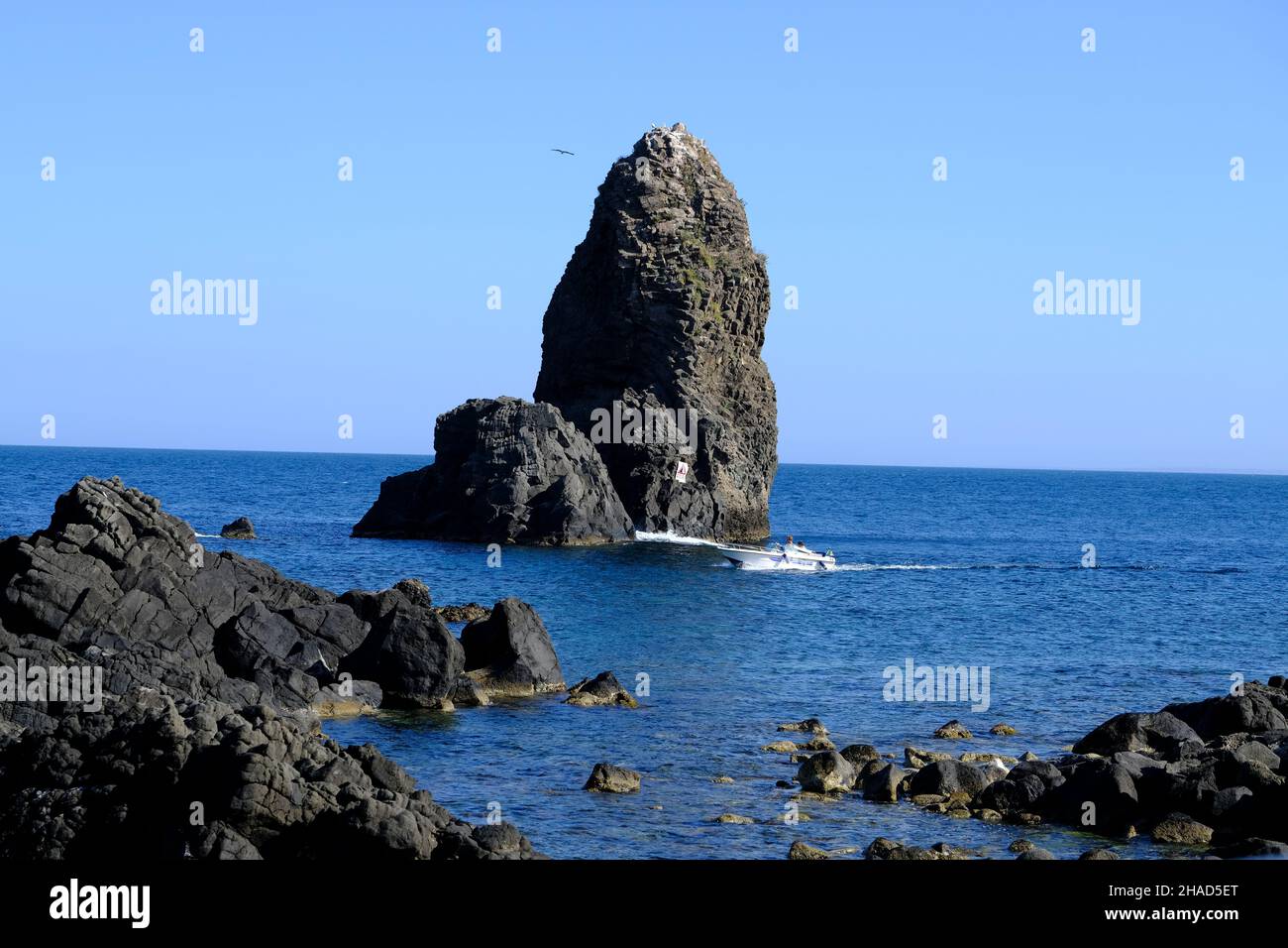 Seascape of Cyclopean Isles, Aci Trezza, Aci Castello, Province of Catania, Sicily, Italy Stock Photo