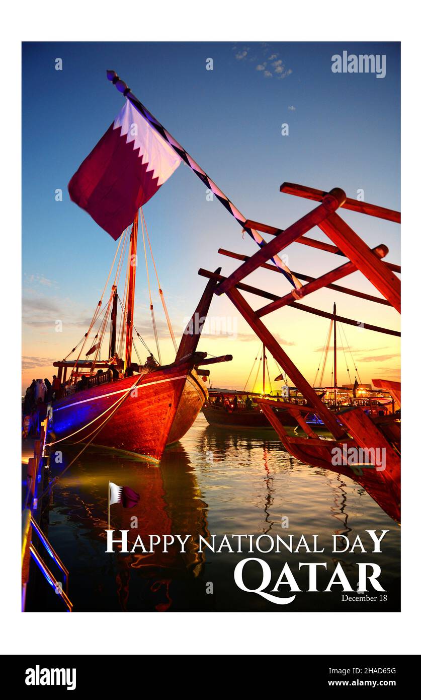 Qatar National Day Greeting Card Cut Out Stock Images & Pictures - Alamy