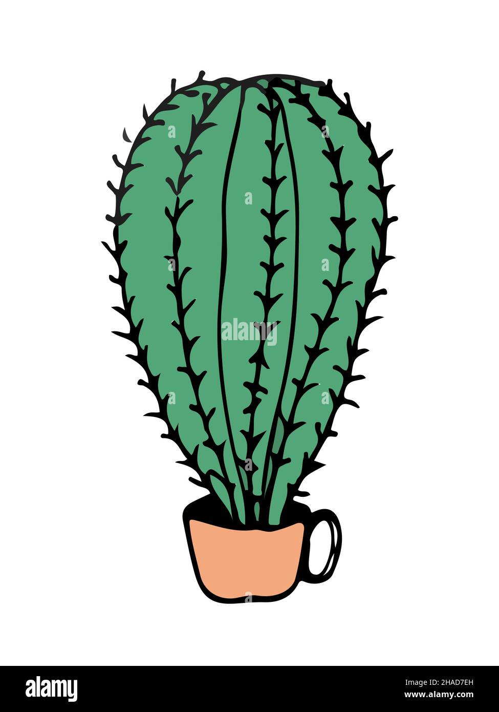 doodle illustration cactus black on white Stock Vector Image & Art - Alamy