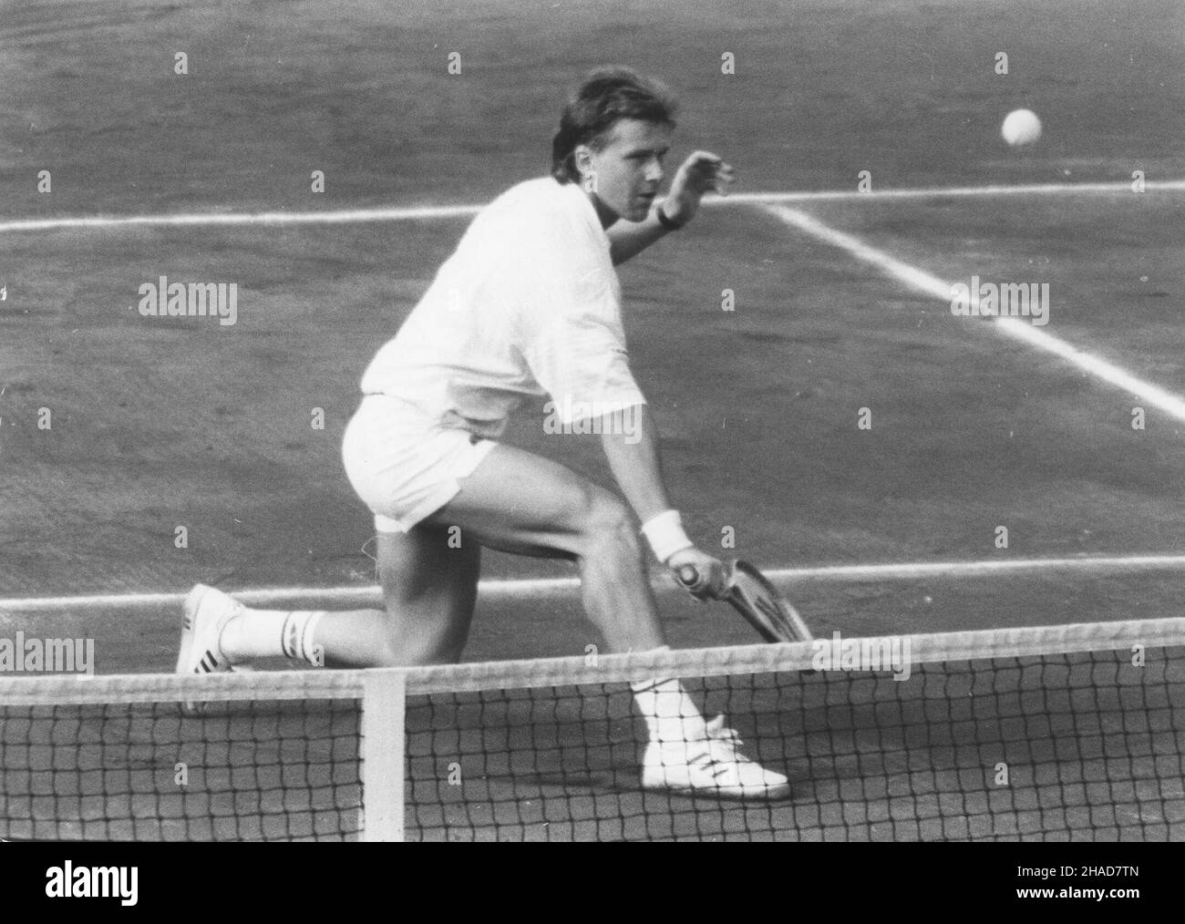 Warszawa, 1989. Puchar Davisa. Polska -Grecja. Nz. tenisista Wojciech Kowalski . mgal PAP/CAF/Ireneusz Radkiewicz Stock Photo