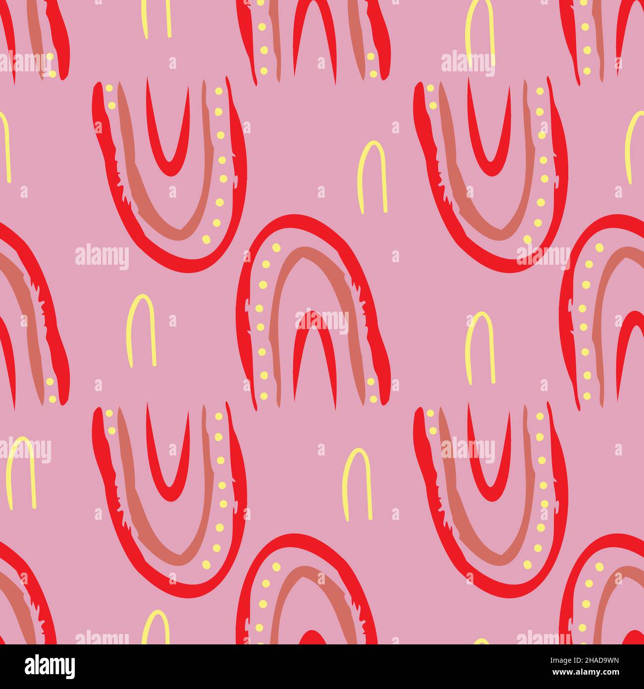 pink sky with rainbows seamless vector pattern Stock Vector
