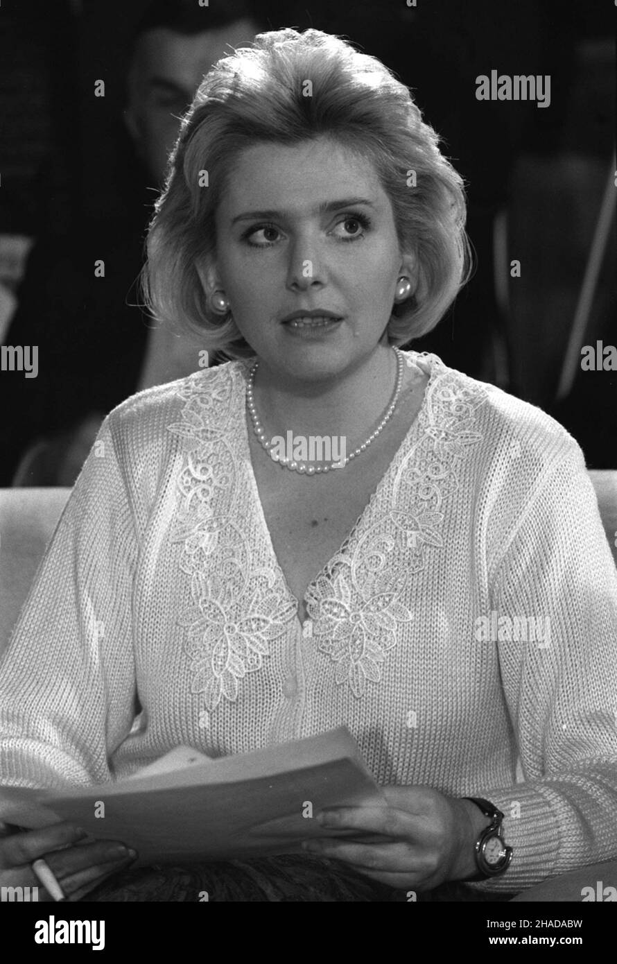 Lata 90-te. Gra¿yna Bukowska, polska dziennikarka telewizyjna, specjalistka public relations. /bpt/  PAP/CAF-Witold Jab³onowski Stock Photo