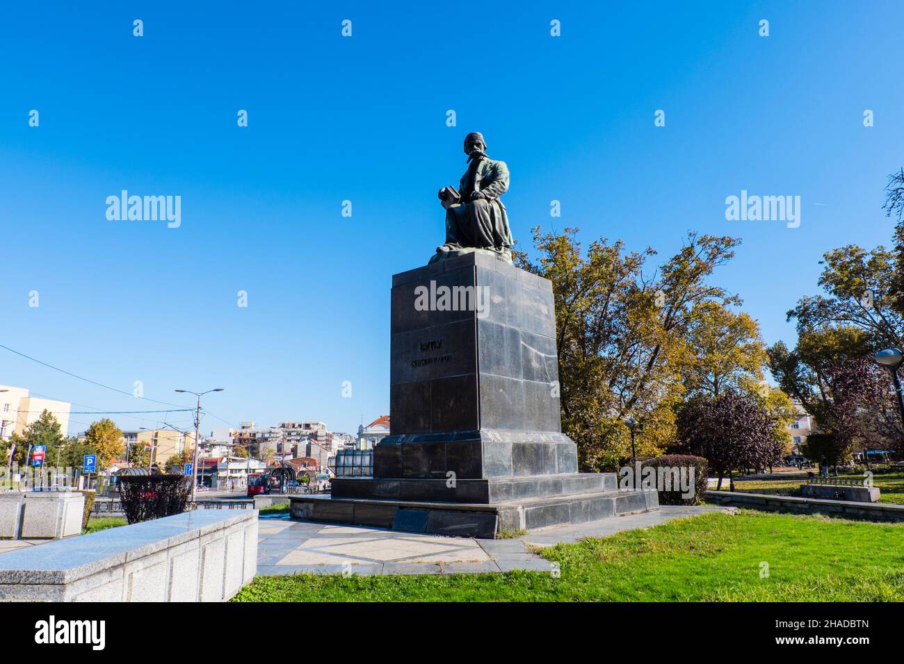 Spomenik Vuk Karadžić, Vuk Kradzic memorial statue, Park Ćirila i Metodija, Palilula, Belgrade, Serbia Stock Photo