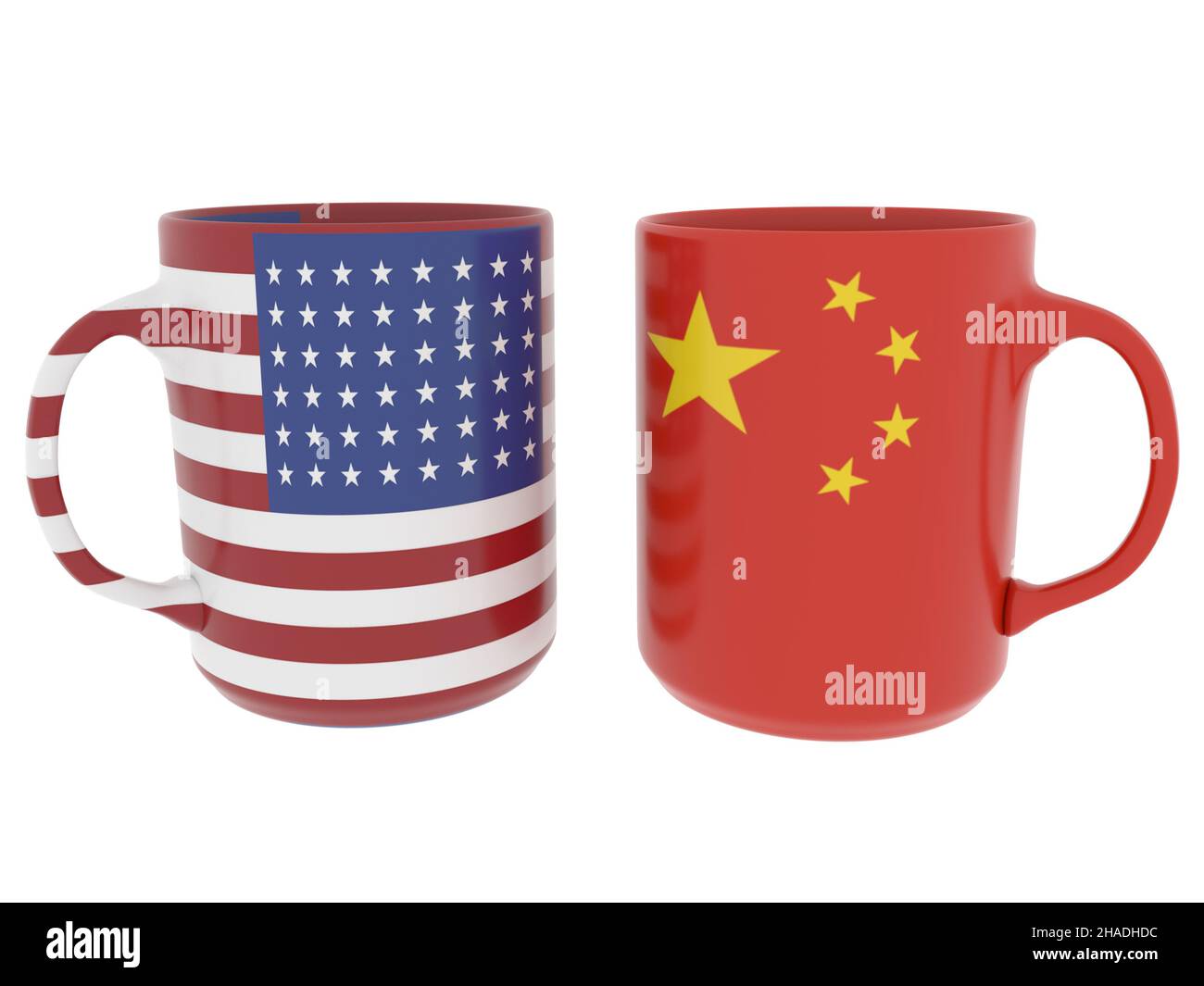 negotiations usa china cup of coffee isolated 3d rendering Stock