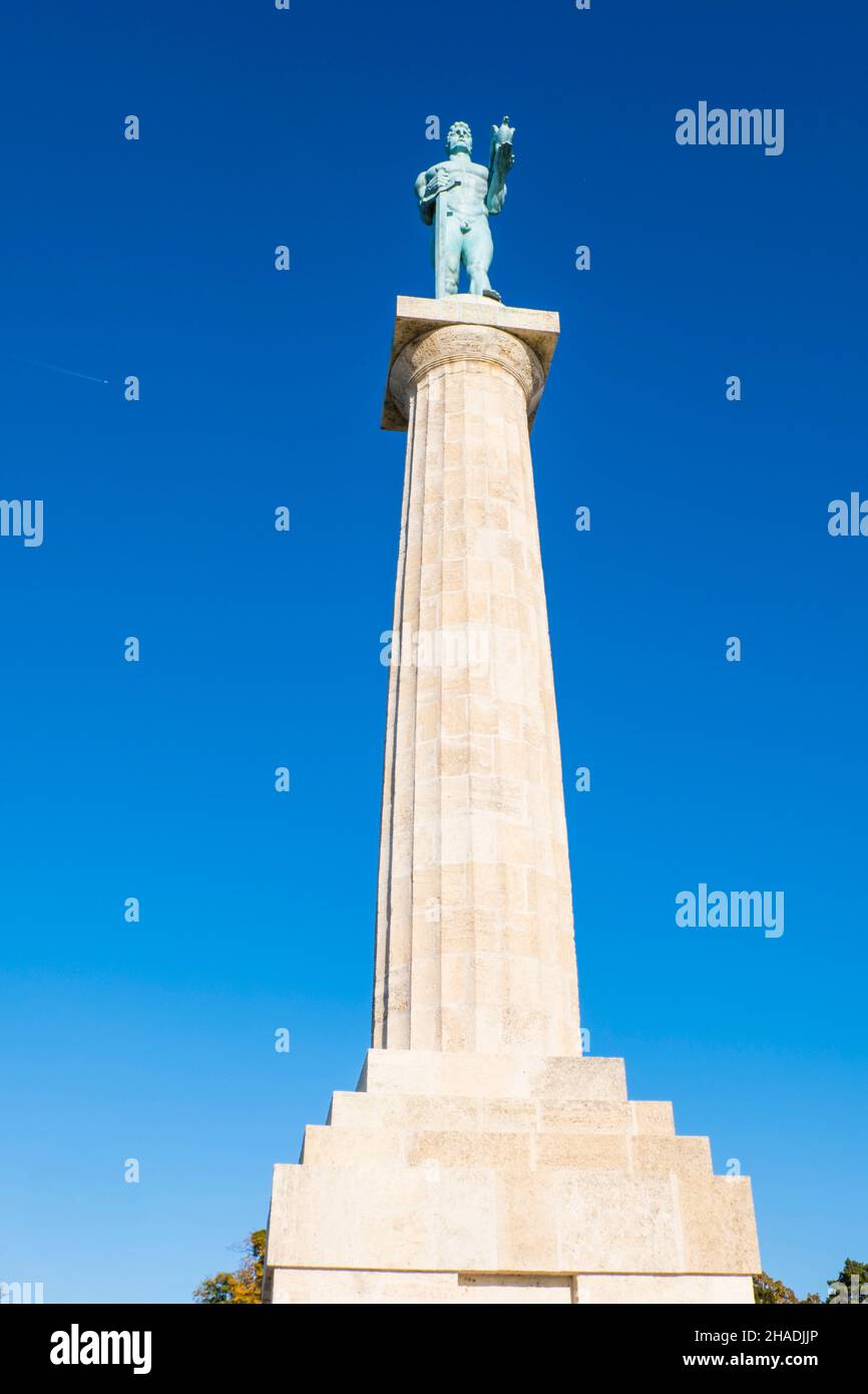 Pobednik, the Victor, by Ivan Mestrovic, Park Kalemegdan, Belgrade, Serbia Stock Photo