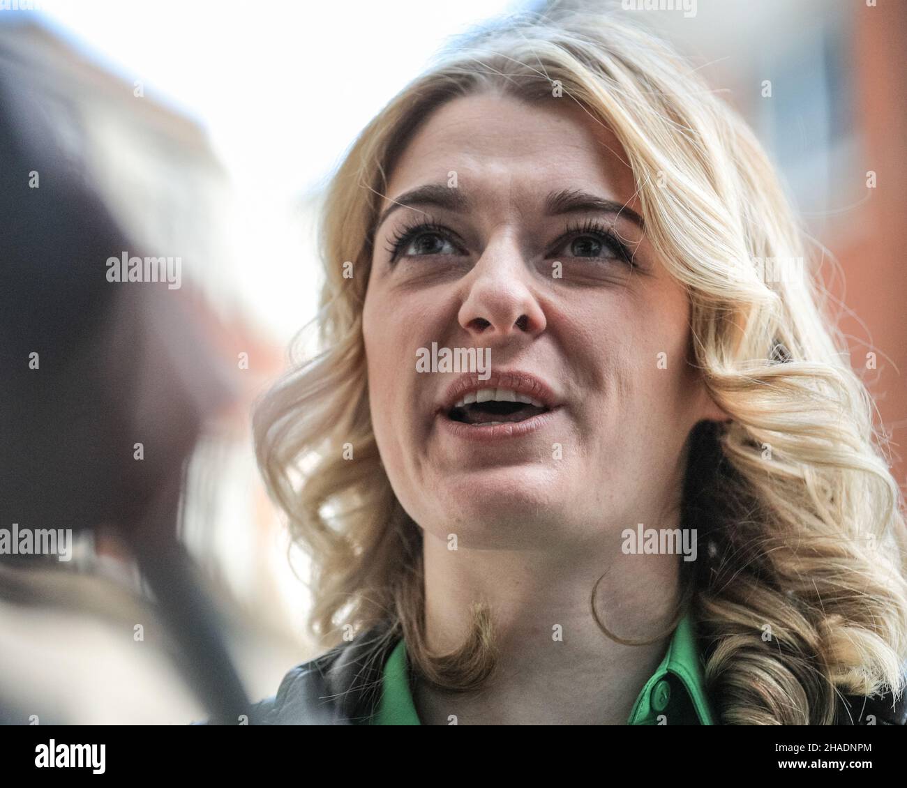 London, UK. 12th Dec, 2021. Dehenna Davison, MP, Conservative Party politician, MP for Bishop Aukland since 2019 exits the BBC headquarters in London today following an appearance at the Andrew Marr Show. Davison also co-hosts a Sunday morning broadcast show on GB News. Credit: Imageplotter/Alamy Live News Stock Photo