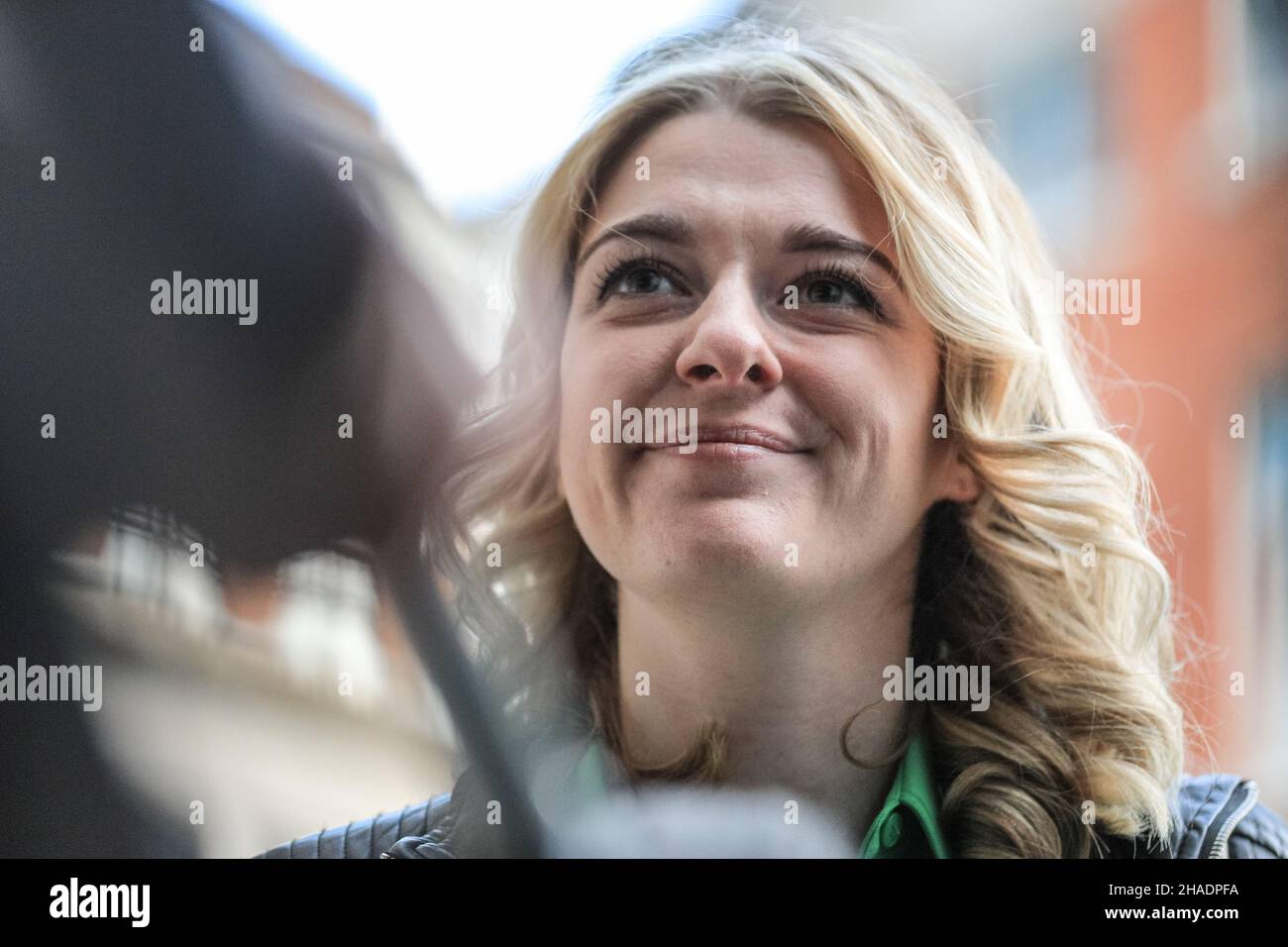 London, UK. 12th Dec, 2021. Dehenna Davison, MP, Conservative Party politician, MP for Bishop Aukland since 2019 exits the BBC headquarters in London today following an appearance at the Andrew Marr Show. Davison also co-hosts a Sunday morning broadcast show on GB News. Credit: Imageplotter/Alamy Live News Stock Photo