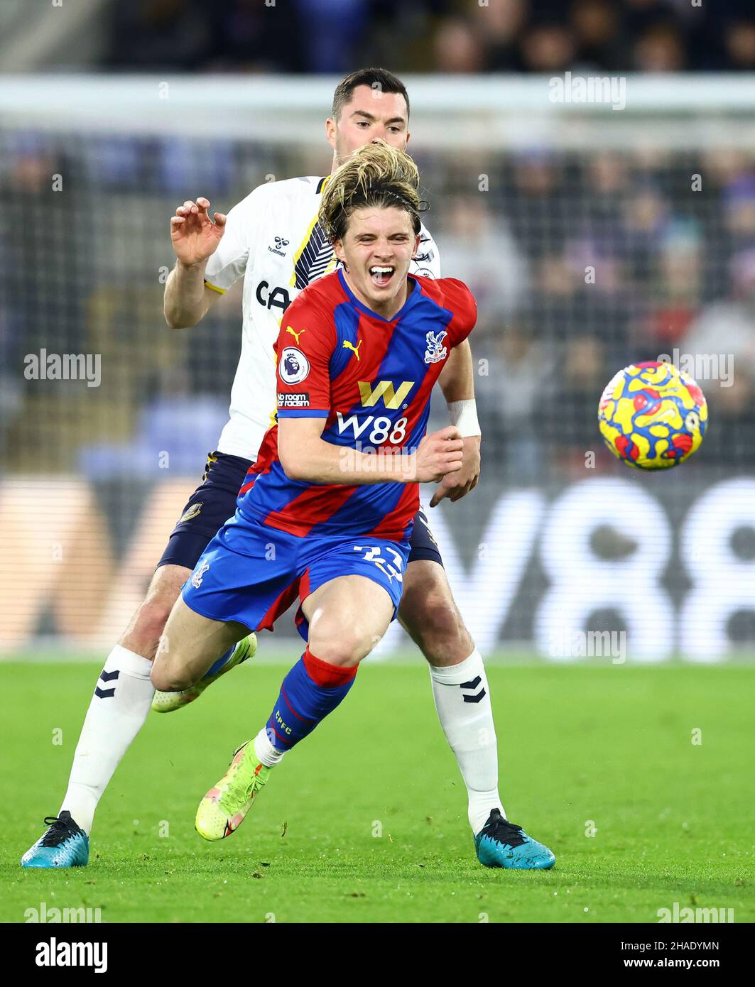 London, England, 12th December 2021. Conor Gallagher of Crystal Palace tackled by Michael Keane of Everton  during the Premier League match at Selhurst Park, London. Picture credit should read: David Klein / Sportimage Credit: Sportimage/Alamy Live News Stock Photo