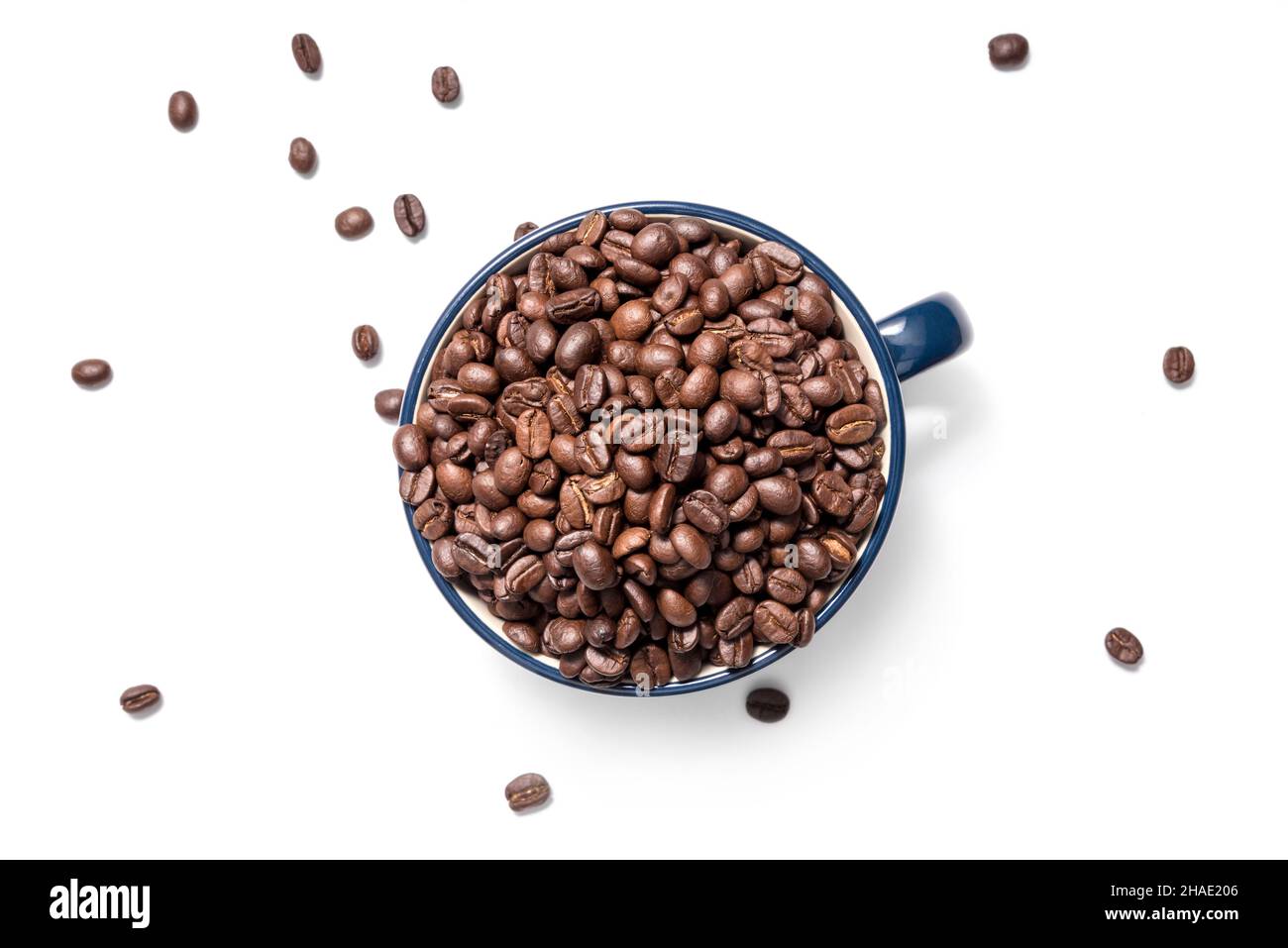 Coffee cup and coffee beans on a white background Stock Photo - Alamy