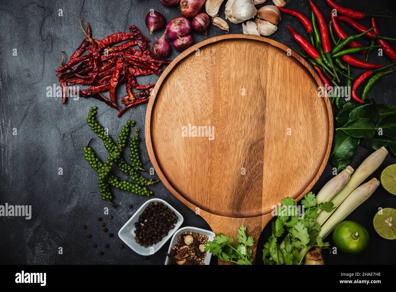 Healthy food clean eating selection. Herbs and spices Various organic vegetables Placed on the