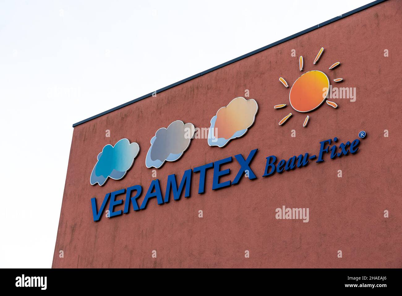 Neder-Over-Heembeek, Brussels, Belgium - 12 11 2021: The Veramtex company building, treating textile with ammonia Stock Photo