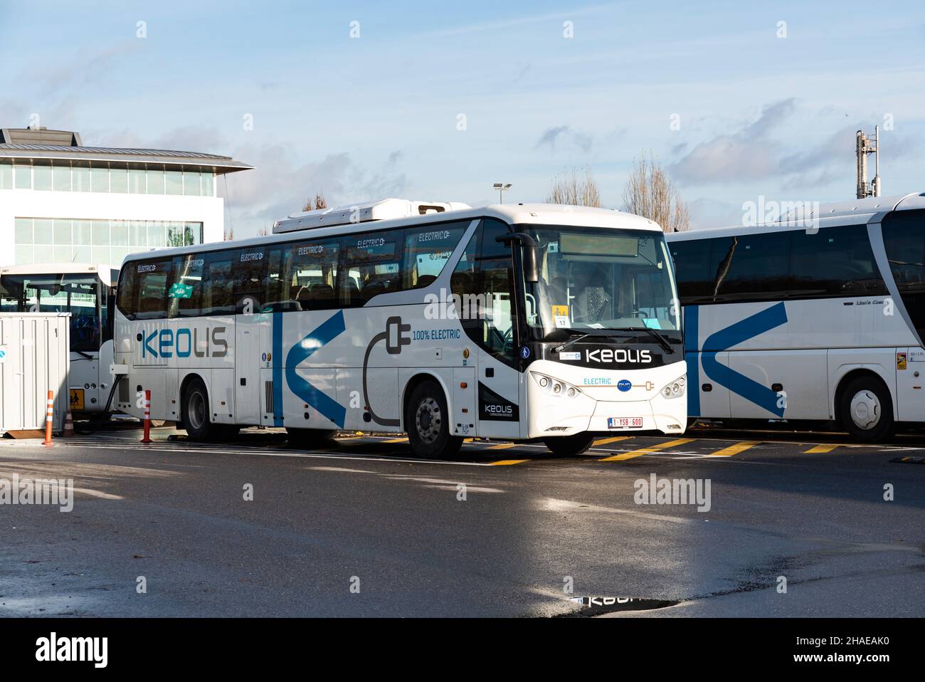 Neder-Over-Heembeek, Brussels, Belgium - 12 11 2021: Keolis headquarters in the bus and transport industry Stock Photo