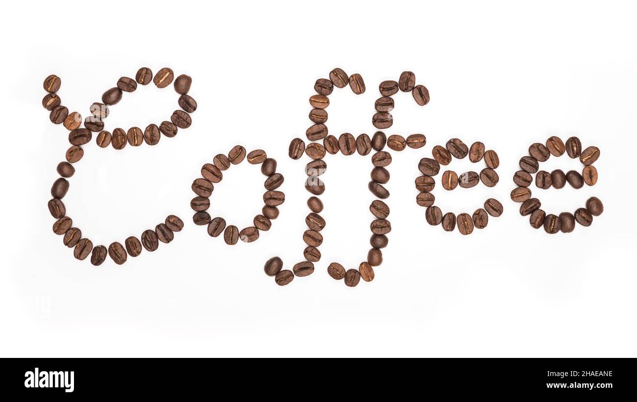 Letter The Word Coffee Made Of Coffee Beans, Isolated On White ...