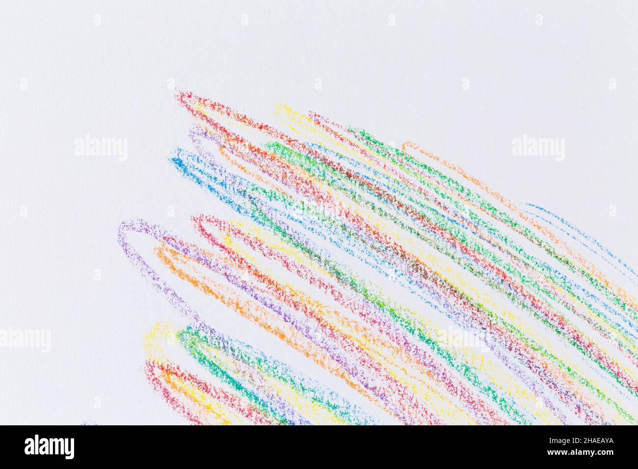 Wax crayon hand drawing design elements set. Colorful pastel chalk ...